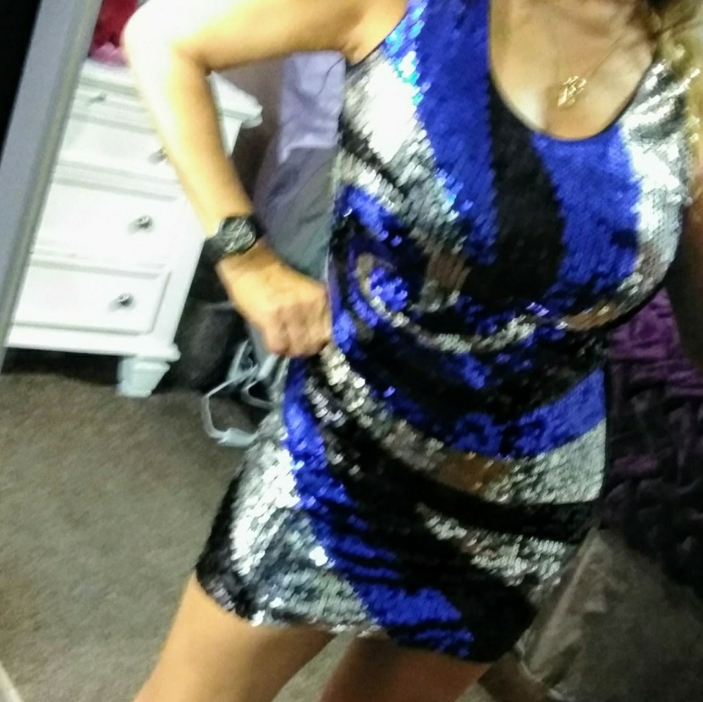 Blue and Silver bling sequin dress